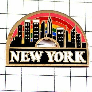ピンバッジ・虹色ニューヨーク高層ツインタワーアメリカ/USA NEW-YORK TWIN-TOWERS WORLD-TRADE-CENTER◆フランス限定ピンズ
