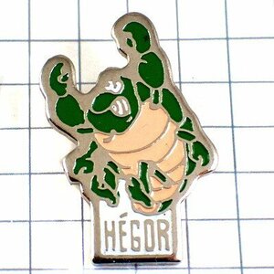 ピンバッジ・緑色の虫くんグリーン HEGOR◆フランス限定ピンズ◆レアなヴィンテージものピンバッチ