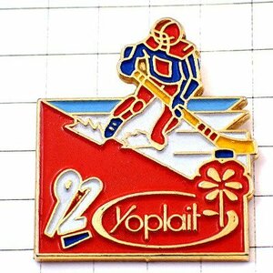 ピンバッジ・アイスホッケー五輪アルベールビル冬季オリンピック1992ヨープレイト花ビンテージ中古品◆フランス限定ピンズ