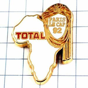 ピンバッジ・パリルカップ車ラリーレースアフリカ白い地図型トタル石油 TOTAL PARIS-LECAP◆フランス限定ピンズ