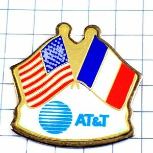ピンバッジ・AT&T電話会社フランス国旗アメリカ星条旗/USA AT&T USA FLAG FRANCE◆フランス限定ピンズ◆レアなヴィンテージものピンバッチ