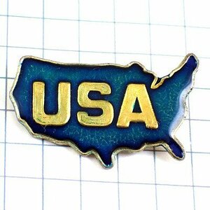 ピンバッジ・アメリカ地図型/USA紺色◆フランス限定ピンズ◆レアなヴィンテージものピンバッチ