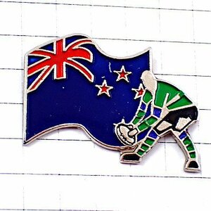 ピンバッジ・ラグビー選手ワールドカップ世界大会ニュージーランド国旗 NEW-ZEALAND WORLDCUP RWC-1989 ALL-BLACKS◆フランス限定ピンズ