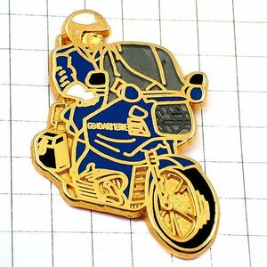 ピンバッジ・バイク警察ポリス白バイ二輪オートバイ青ジャンダルム国家憲兵隊◆フランス限定ピンズ◆レアなヴィンテージものピンバッチ