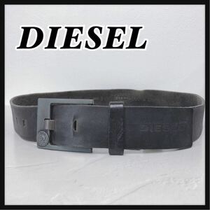 ☆DIESEL☆ ディーゼル ベルト レザーベルト ブラック 黒 レザー 牛革 本革 シルバー金具 無地 シンプル メンズ 男性 送料無料