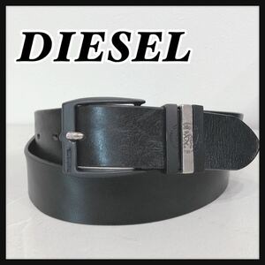 ☆DIESEL☆ ディーゼル ベルド レザーベルト ブラック 黒 レザー 本革 牛革 ブラック金具 シンプル ロゴ メンズ 男性 おしゃれ 送料無料