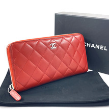 ★1円〜★シャネル CHANEL 長財布 ラウンドファスナー ラムスキン レッド ココマーク マトラッセ_画像2