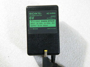 ***** SONY original AC adaptor AC-64NA 6V center + around -. electric outlet .