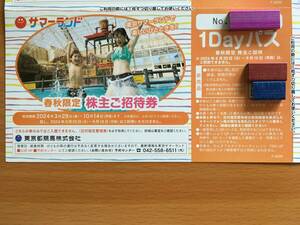 東京都競馬 株主優待 東京サマーランド 1Dayパス 春秋限定 株主ご招待券 1枚