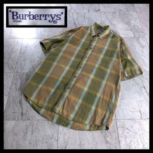 90s Burberrys Burberry linen. проверка рубашка короткий рукав 