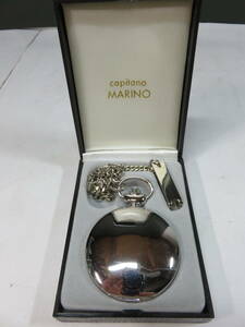 ■MARINO　Capitano　「マリノ　キャピターノ　懐中時計」　クォーツ3針　サン＆ムーン機能搭載　箱付き