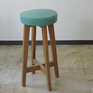 レトロな丸椅子・ハイスツール HK-a-03618 / 古道具 アンティーク 無垢材 シャビー ヴィンテージ イス チェア