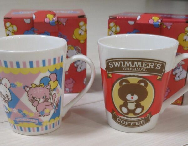 未使用品 SWIMMER マグカップ 2個セット くまコーヒー、ひめごと 陶器マグカップ 新品