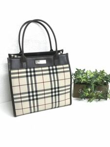 BURBERRY Burberry noba проверка Mini большая сумка ручная сумочка Logo plate бежевый × оттенок коричневого 