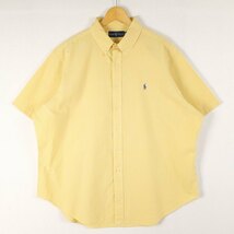 古着 大きいサイズ 旧タグ 90's ラルフローレン 半袖ボタンダウンシャツ メンズUS-2XLサイズ チェック柄 黄 イエロー系 tn-2259n_画像2