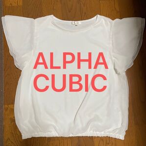 送料200円込み! ALPHA CUBIC アルファーキュービック レディース トップス ブラウス 半袖 ホワイト L