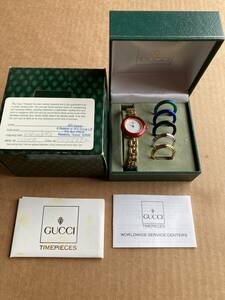 GUCCI グッチ チェンジベゼル バングルウォッチ レディース腕時計 ゴールド べゼル　美品