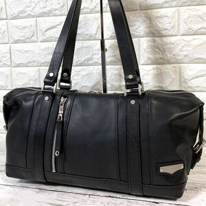 [ хорошая вещь ]MASTER PIECE master-piece кожа сумка "Boston bag" все кожа натуральная кожа телячья кожа сделано в Японии черный чёрный 