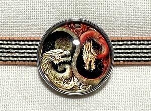 NO.513 帯留め ドラゴン 龍 辰 竜 干支 リメイク品(帯留 帯飾り 和装小物)ハンドメイド品