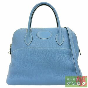 【中古】HERMES エルメス ボリード35 ショルダーバッグ ハンドバッグ 2WAY 斜め掛け ブルー系 レザー □I刻印(2005年) レディース【質屋】