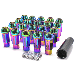 1 jpy ~ Neo chrome P1.25 penetrate steel wheel nut 20 piece 17HEX 48mm long rug nut socket attached [ cap. extra attaching ]