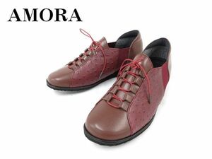  postage 300 jpy ( tax included )#zf523# lady's AMORA casual shoes 22.5cm wine 15389 jpy corresponding [sin ok ]