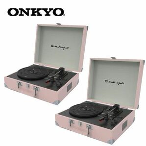 送料300円(税込)■ws584■ONKYO Bluetoothスピーカー内蔵ポータブルターンテーブル(OCP-01) 2点【シンオク】の画像1