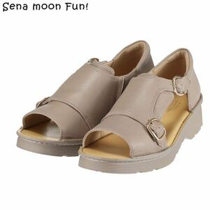  postage 300 jpy ( tax included )#dp246# Senna moon *SARI SS~ cow leather double belt sandals Latte 24cm 13860 jpy corresponding [sin ok ]