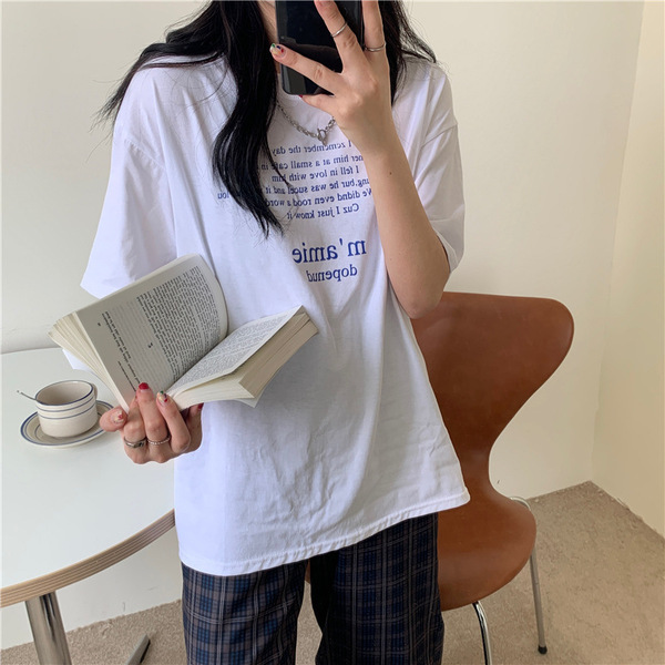 レディース　半袖　Tシャツ　ロゴ　フリーサイズ ホワイト