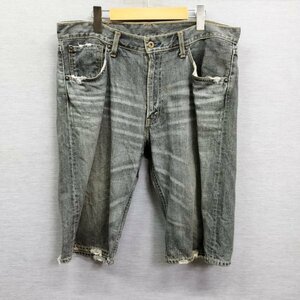 E2 Levi's リーバイス 503 ハーフ パンツ デニム ジーンズ ダメージ クラッシュ 加工 メンズ グレー サイズ W36 L14 オールシーズン