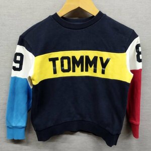 E148 TOMMY HILFIGER トミーヒルフィガー カラー ブロック トレーナー スウェット ロゴ プリント キッズ ジュニア ネイビー サイズ 122