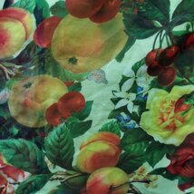 E289 JOYRICH ジョイリッチ ロング スカート 花 フラワー ボタニカル 果物 フルーツ 総柄 ポリエステル レディース イエロー レッド XS_画像9