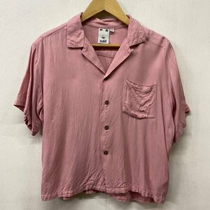 E451 X-GIRL X-girl short sleeves shirt 1 pink open color . collar simple rayon 100% casual Street 