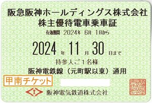 [6]. south * Hanshin electric railroad * train * stockholder hospitality get into car proof * half year fixed period *2024.11.30* postage included * credit payment un- possible [ control 4136]