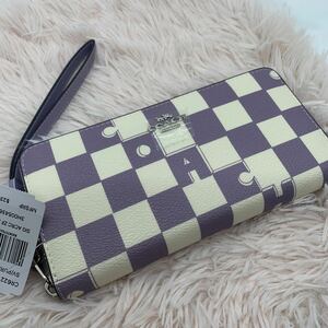 新品未使用 コーチ 長財布 COACH ロング ジップ アラウンド ウォレット・チェッカーボード PVC プリント CR622 