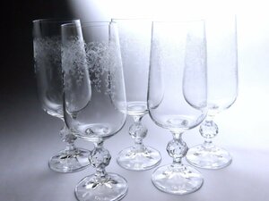 ■ボヘミアグラス　　ビールグラス５ＰＣＳセット　　クリスタルグラス　　ボヘミアガラス　　新品　　　〈同梱対象商品〉