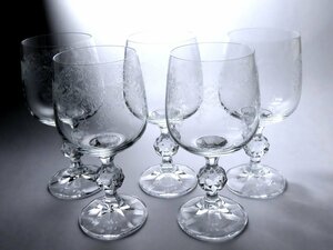 ■ボヘミアグラス　　ワイングラス５ＰＣＳセット　　クリスタルグラス　　ボヘミアガラス　　新品　　　〈同梱対象商品〉