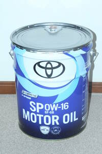 トヨタ純正 エンジンオイル 「トヨタ純正 MOTOR OIL SP 0W-16」 08880-14403 化学合成油 20Lペール缶 日本全国送料無料