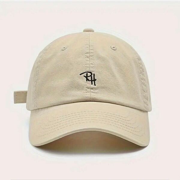 RH ロゴ　キャップ　帽子　男女兼用　ベージュ　ロゴ刺繍 ビンテージ RHロゴ 