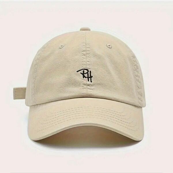 RH ロゴ　キャップ　帽子　男女兼用　ベージュ　ロゴ刺繍 ビンテージ RHロゴ 