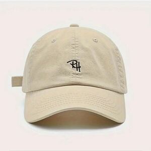 RH ロゴ　キャップ　帽子　男女兼用　ベージュ　ロゴ刺繍 ビンテージ RHロゴ 日焼け防止　夏