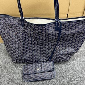 633.◎1円スタート◎GOYARD ゴヤール サンルイ ハンドバッグ トートバッグ ネイビー系 メンズ キャンバス PVCレザーの画像1