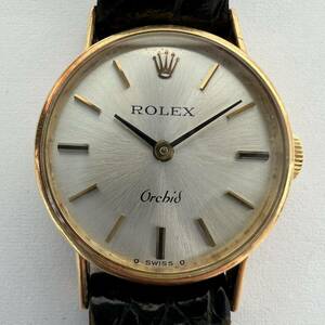 *1 jpy start *ROLEX Rolex Orchido- Kid 18K/750 lady's wristwatch 2671 hand winding operation belt original Junk gold group face 