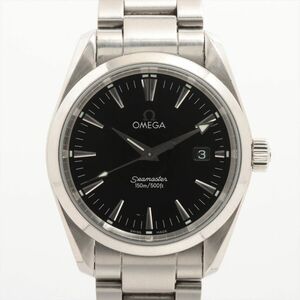  稼働 Omega Seamaster オメガ　シーマスターAqua Terra アクアテラ　58246742 SS クォーツ 黒文字盤 1円 腕時計 