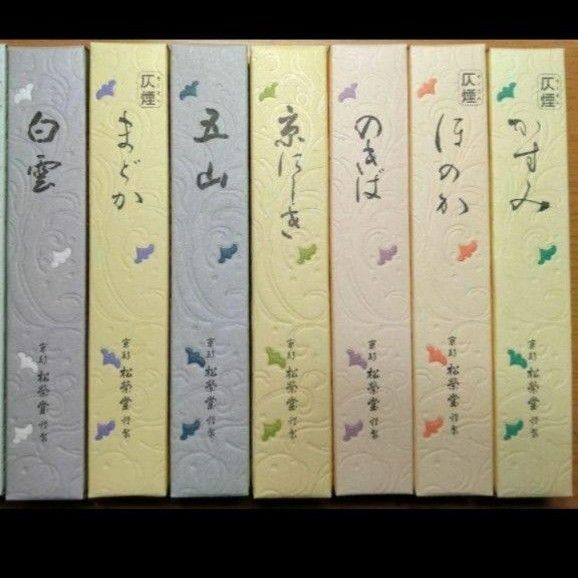 線香、松栄堂、7 種類です。1箱19gです。35本から45本前後入っているようです。