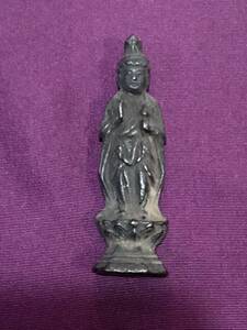 35 [Буддийское искусство] Статуя Святой Каннон Статуя Будды Камакура - Доспехи Муромати Будда Старая Бронза Фасоль Будда Бронза　