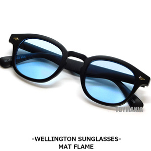 送料無料 ウェリントン サングラス メンズ レディース ウエリントン型 伊達眼鏡 眼鏡 マットフレーム ライトカラー 色付き ブルー 青新品