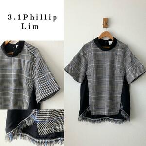 3.1Phillip Lim フリンジ 千鳥格子 変形デザインブラウス