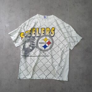 USA製 90s 1994 シングルステッチ XL フェンス STEELERS 総柄