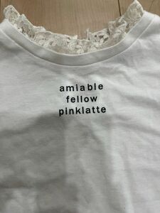 ピンクラテ　Tシャツ 襟フリル　レース　白　pinkIatte 150 S